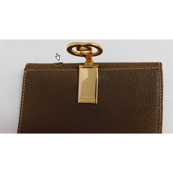 Gucci Vintage‎ Brown GG Logo Monogram Clutch Small Bifold Wallet - Picture 9 of 10
